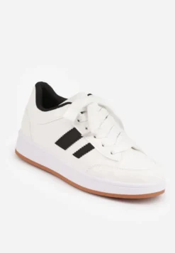 Białe Sneakersy Basic z Paskami na Boku Adila