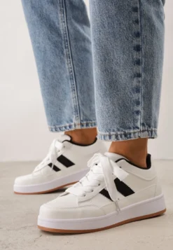 Białe Sneakersy Basic z Paskami na Boku Adila