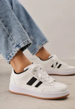 Białe Sneakersy Basic z Paskami na Boku Adila