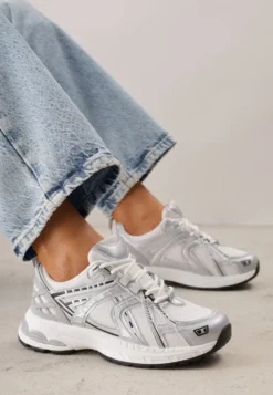 Białe Sneakersy Dad Shoes z Siateczkową Cholewką na Piankowej Podeszwie Anotea