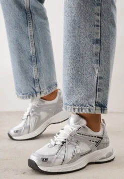 Białe Sneakersy Dad Shoes z Siateczkową Cholewką na Piankowej Podeszwie Anotea