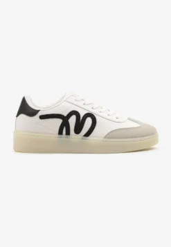 Białe Sneakersy Klasyczne Tenisówki z Abstrakcyjną Aplikacją Ailinne