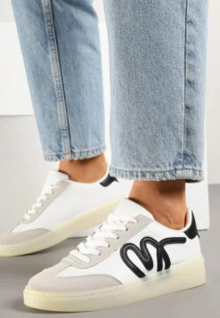 Białe Sneakersy Kultowe Tenisówki Zdobione Abstrakcyjną Aplikacją Fendiva