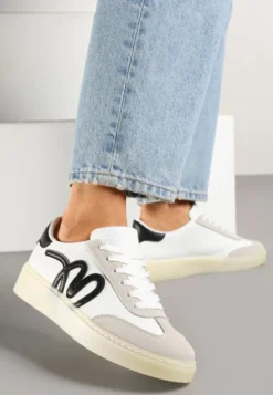 Białe Sneakersy Kultowe Tenisówki Zdobione Abstrakcyjną Aplikacją Fendiva