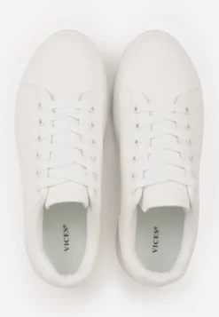 Białe Sneakersy na Grubej Podeszwie ze Sznurowaniem Serizia