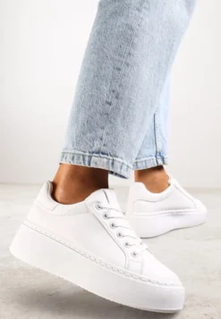 Białe Sneakersy na Grubej Podeszwie Cernanda
