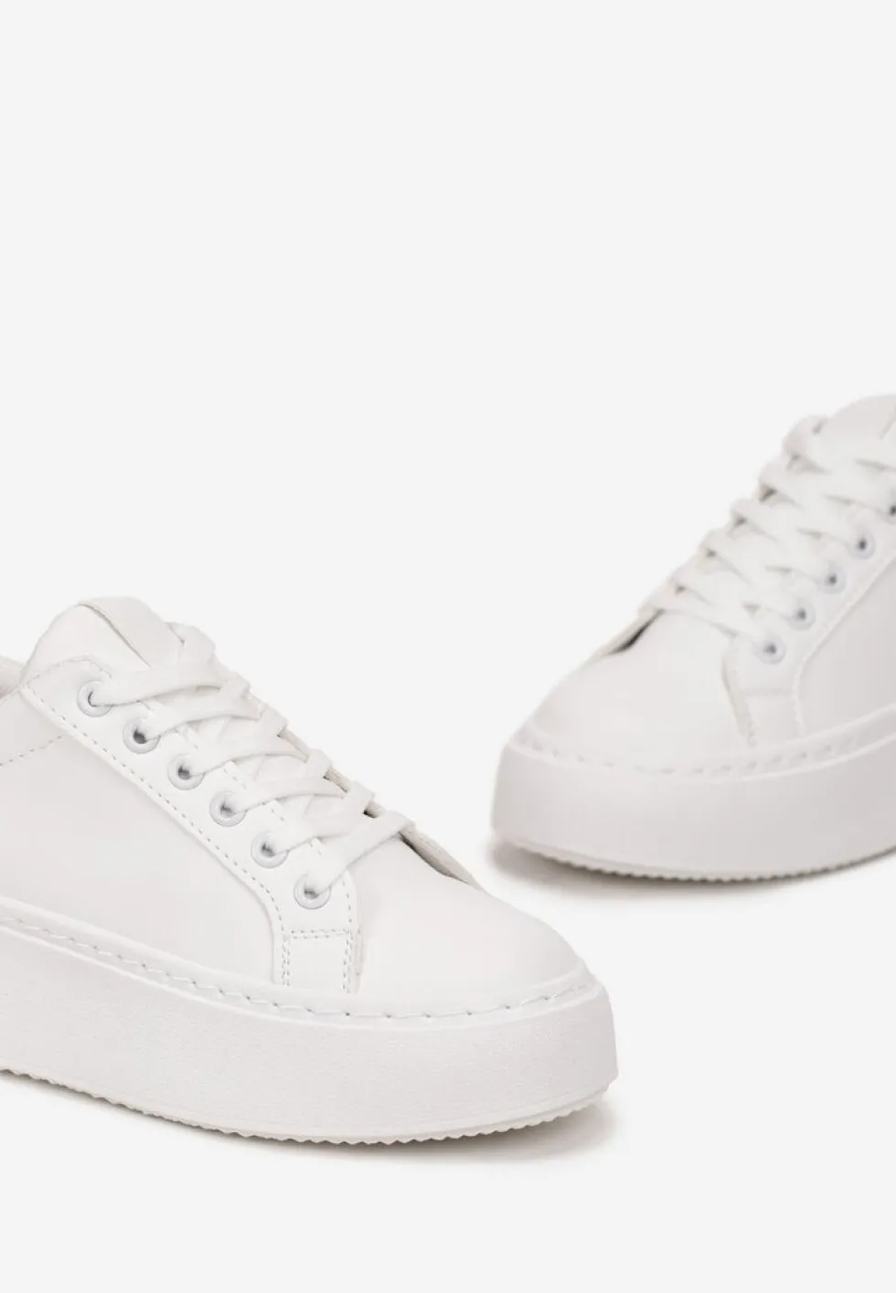 Białe Sneakersy na Grubej Podeszwie Cernanda