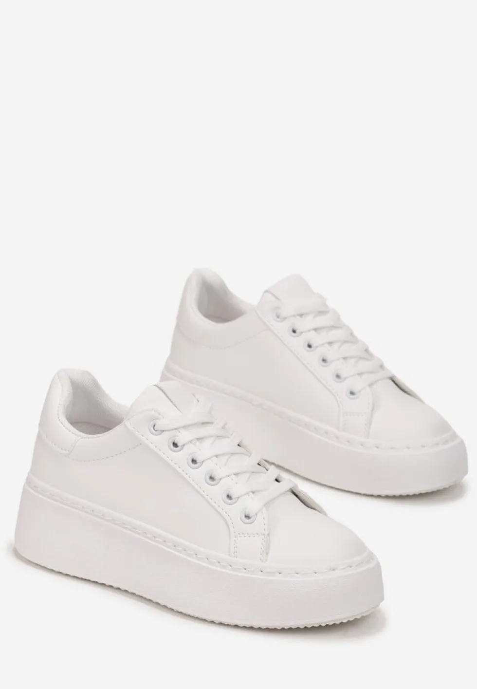 Białe Sneakersy na Grubej Podeszwie Cernanda