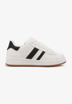 Białe Sneakersy na Niskiej Platformie z Naszywkami Flordexia
