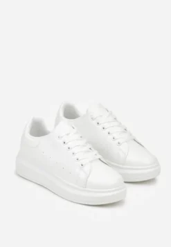 Białe Sneakersy na Niskiej Platformie w Klasycznym Stylu Lucid Dream