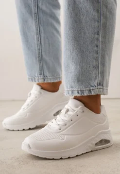 Białe Sneakersy na Platformie z Transparentną Wstawką przy Podeszwie Riovira