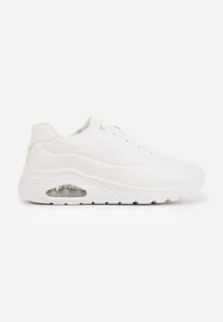 Białe Sneakersy na Platformie z Transparentną Wstawką przy Podeszwie Riovira