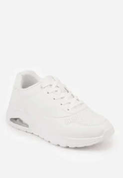 Białe Sneakersy na Platformie z Transparentną Wstawką przy Podeszwie Riovira
