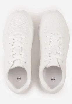 Białe Sneakersy na Platformie z Transparentną Wstawką przy Podeszwie Riovira