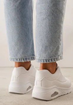 Białe Sneakersy na Platformie z Transparentną Wstawką przy Podeszwie Riovira