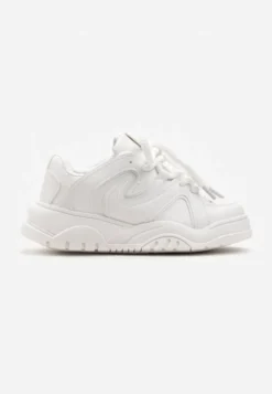 Białe Sneakersy na Platformie z Grubymi Sznurówkami Imyria