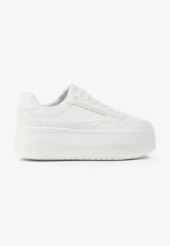Białe Sneakersy na Platformie Ozdobionej Tłoczeniem Vaiviera