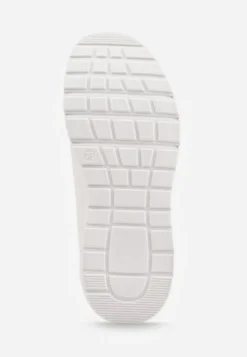 Białe Sneakersy na Platformie z Przezroczystą Wstawką i Suwakiem z Napisami Valentinae