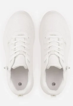Białe Sneakersy na Platformie z Przezroczystą Wstawką i Suwakiem z Napisami Valentinae