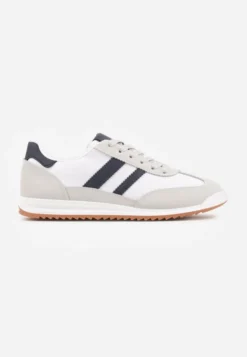 Białe Sneakersy Ozdobione Dwoma Paskami Lannatea