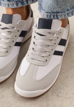 Białe Sneakersy Ozdobione Dwoma Paskami Lannatea