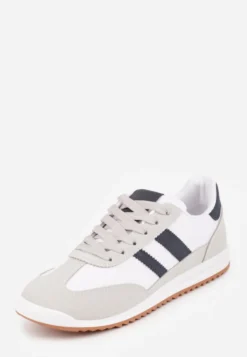 Białe Sneakersy Ozdobione Dwoma Paskami Lannatea