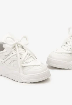 Białe Sneakersy Ozdobione Kolorowymi i Metalicznymi Wstawkami na Grubej Podeszwie Oplevia