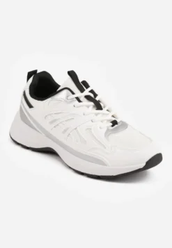 Białe Sneakersy Ozdobione Tłoczoną Cholewką Jutta