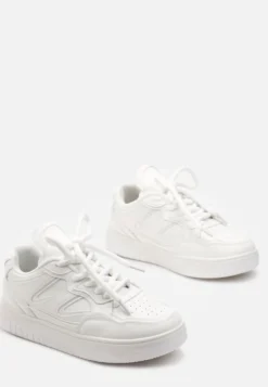 Białe Sneakersy przed Kostkę na Platformie z Wstawkami Losia
