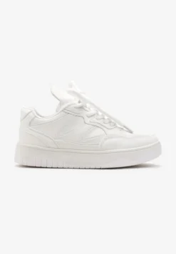 Białe Sneakersy przed Kostkę na Platformie z Wstawkami Losia