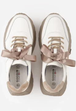 Białe Sneakersy Skórzane z Dwiema Parami Sznurówek na Platformie Crocefissa