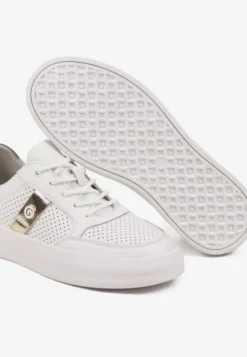 Białe Sneakersy Skórzane z Metaliczną Ozdobą Astevin
