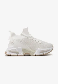 Białe Sneakersy Sportowe na Grubej Podeszwie ze Skarpetkową Cholewką Xille