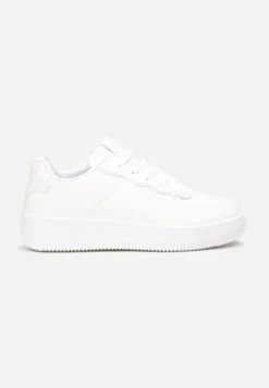 Białe Sneakersy Sznurowane na Grubej Podeszwie Taleith