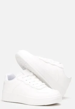 Białe Sneakersy Sznurowane na Grubej Podeszwie Taleith