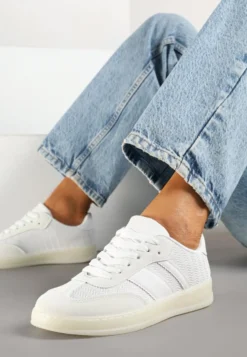 Białe Sneakersy Tenisówki Ozdobione Paskami Amodira