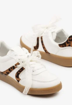 Białe Sneakersy Typu Kultowe Tenisówki z Ozdobną Odpinaną Kokardą Korilinda