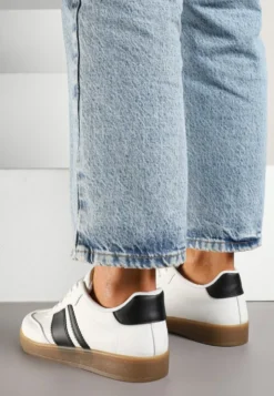 Białe Sneakersy Typu Tenisówki Ozdobione Paskami Amolana