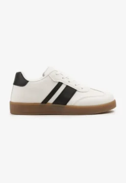 Białe Sneakersy Typu Tenisówki Ozdobione Paskami Amolana