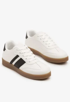 Białe Sneakersy Typu Tenisówki Ozdobione Paskami Amolana