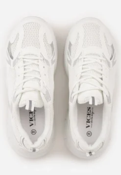 Białe Sneakersy VICES na Geometrycznej Platformie z Perforacją Elinata