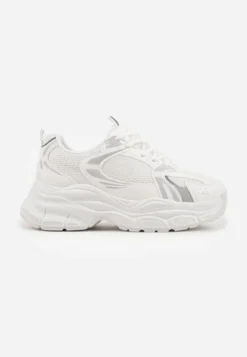 Białe Sneakersy VICES na Geometrycznej Platformie z Perforacją Elinata