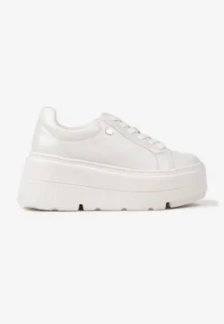 Białe Sneakersy Vices na Grubej Podeszwie Tuliri