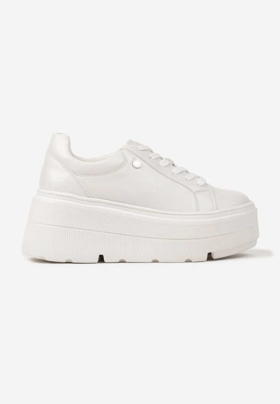 Białe Sneakersy Vices na Grubej Podeszwie Tuliri
