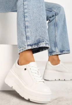 Białe Sneakersy Vices na Grubej Podeszwie Tuliri