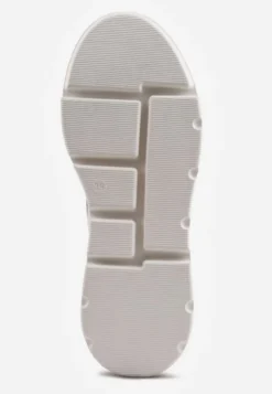 Białe Sneakersy VICES na Koturnie z Brokatowymi Wstawkami Morinatea