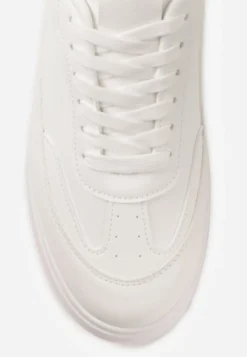 Białe Sneakersy VICES na Platformie z Ozdobnym Noskiem Attis