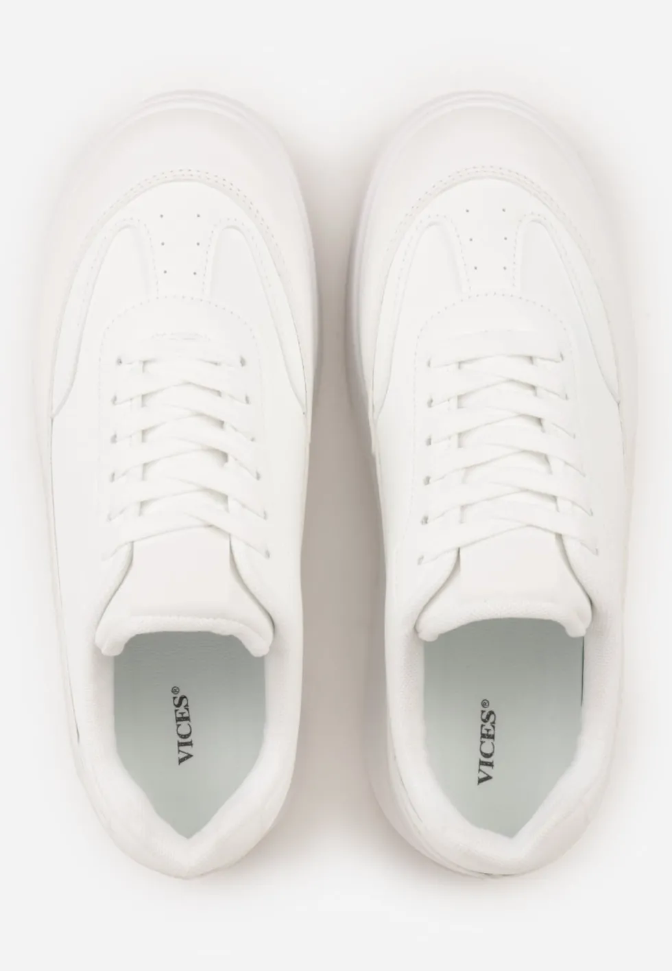 Białe Sneakersy VICES na Platformie z Ozdobnym Noskiem Attis
