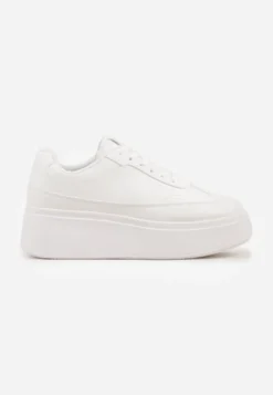 Białe Sneakersy VICES na Platformie z Ozdobnym Noskiem Attis