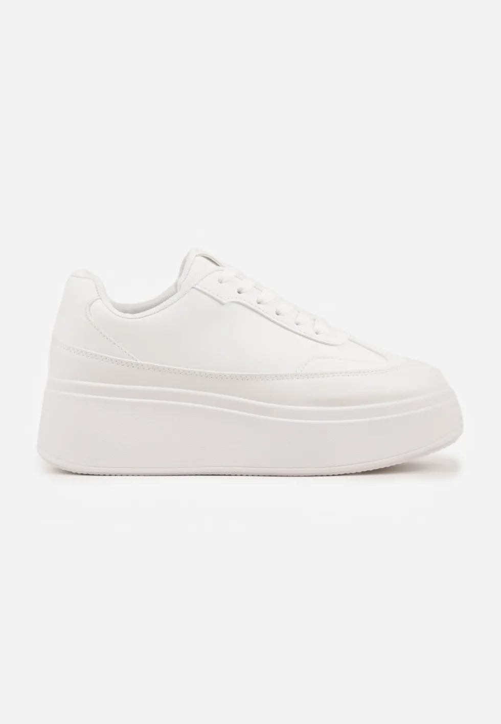 Białe Sneakersy VICES na Platformie z Ozdobnym Noskiem Attis